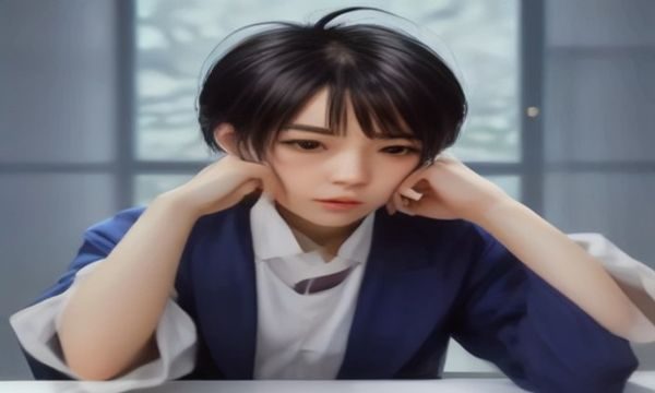 赵一帆在数据看板前分析用户搜索行为报告，图表显示内容发现路径与用户需求分布